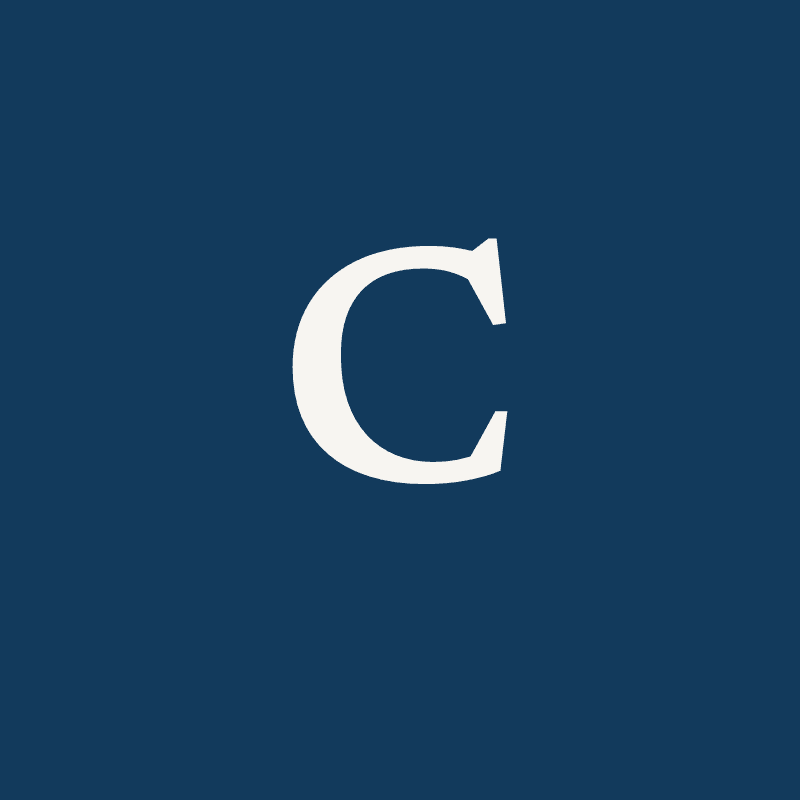 Monogram of the initial C on navy — Cina has no portrait photograph on the site yet